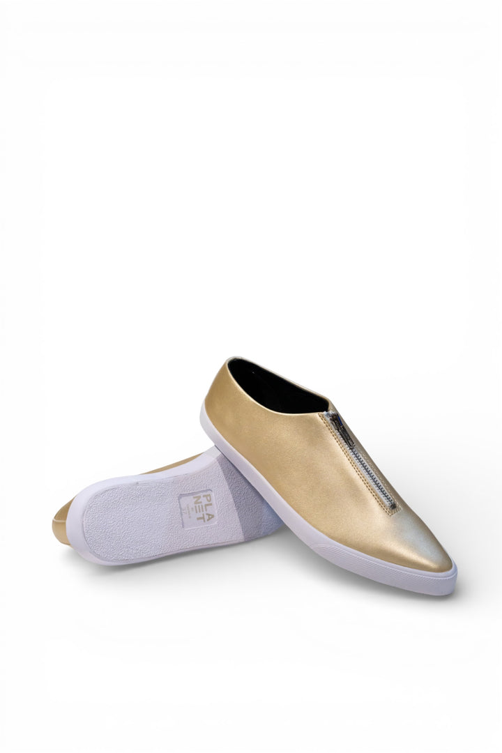 Zipped Up Sneakers - Gold