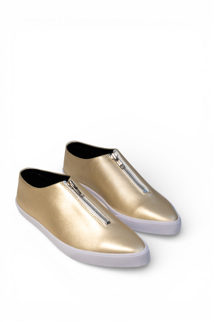 Zipped Up Sneakers - Gold