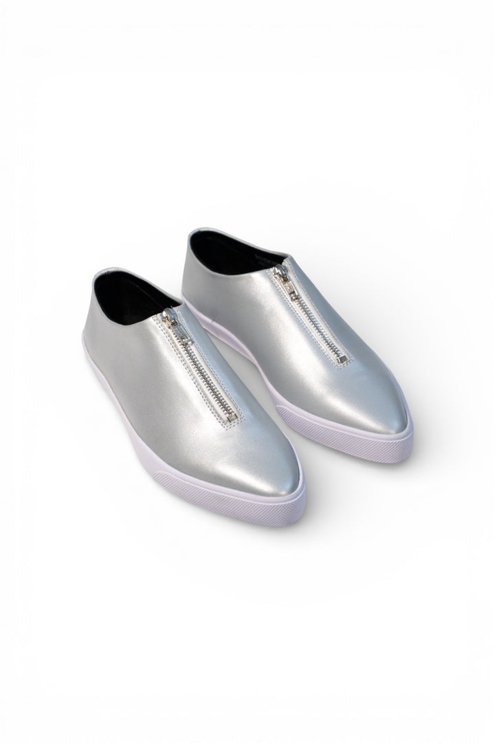 Zipped Up Sneakers - Silver