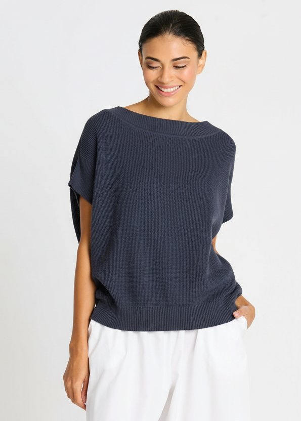Square Thermal Knit Tee - Midnight