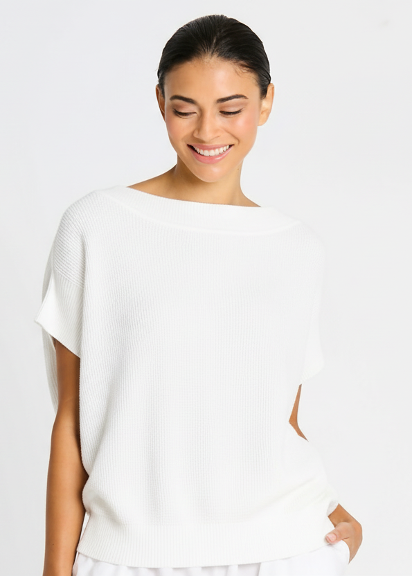 Square Thermal Knit Tee - White