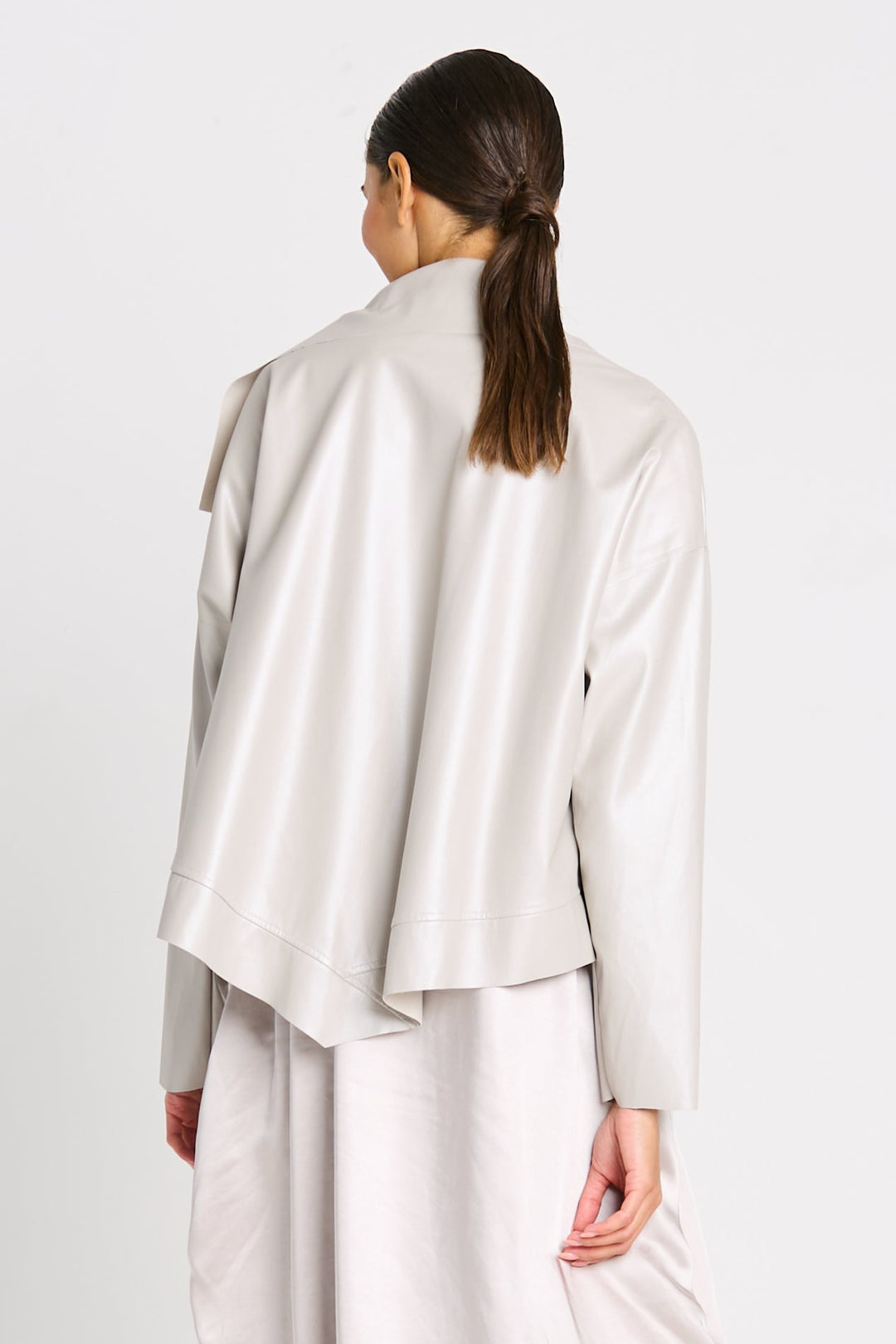 Vegan Leather Cropped Asymmetrical Jacket