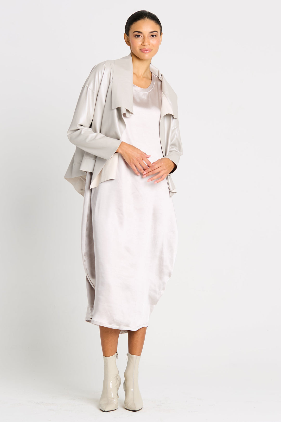 Vegan Leather Cropped Asymmetrical Jacket