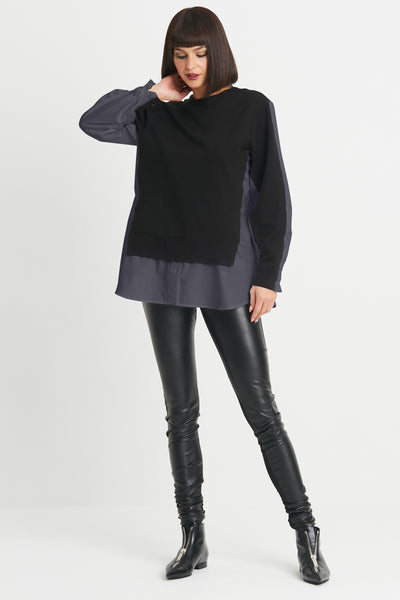 Cotton/Scuba Mixed Media Sweat Shirt