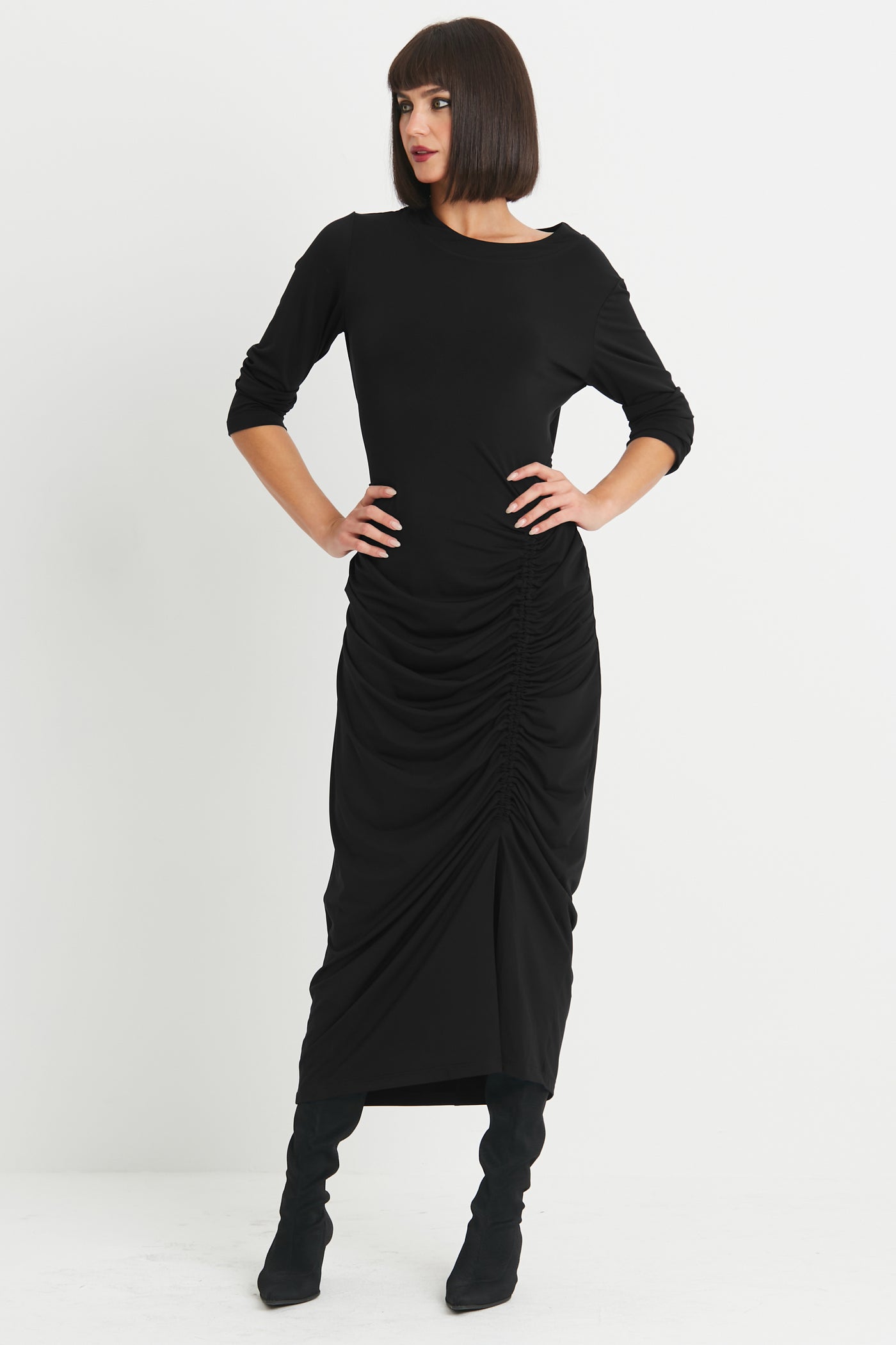 Matte Jersey Gather Dress