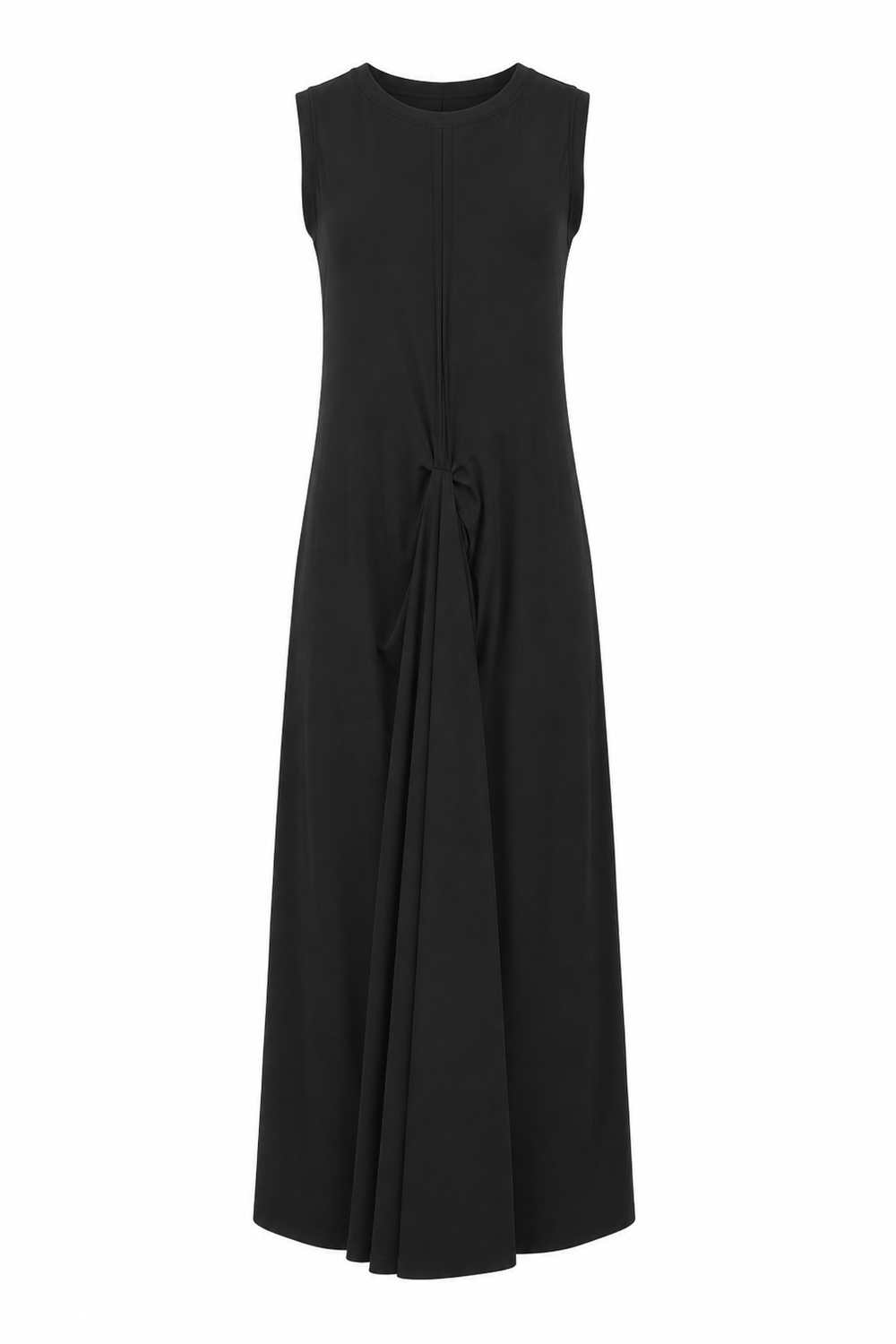 Black sleeveless dress on a white background