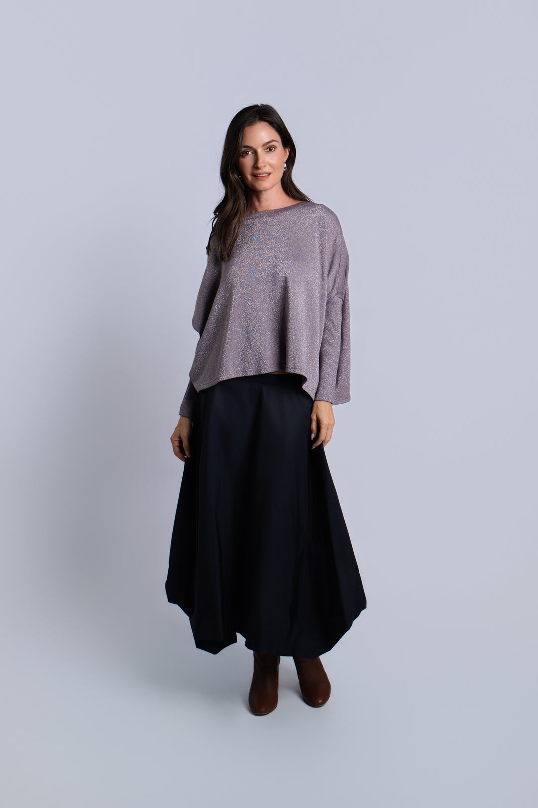 Reversible Lurex Sweater - Amethyst/Silver