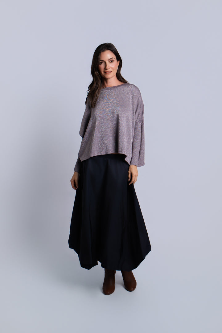 Reversible Lurex Sweater - Amethyst/Silver