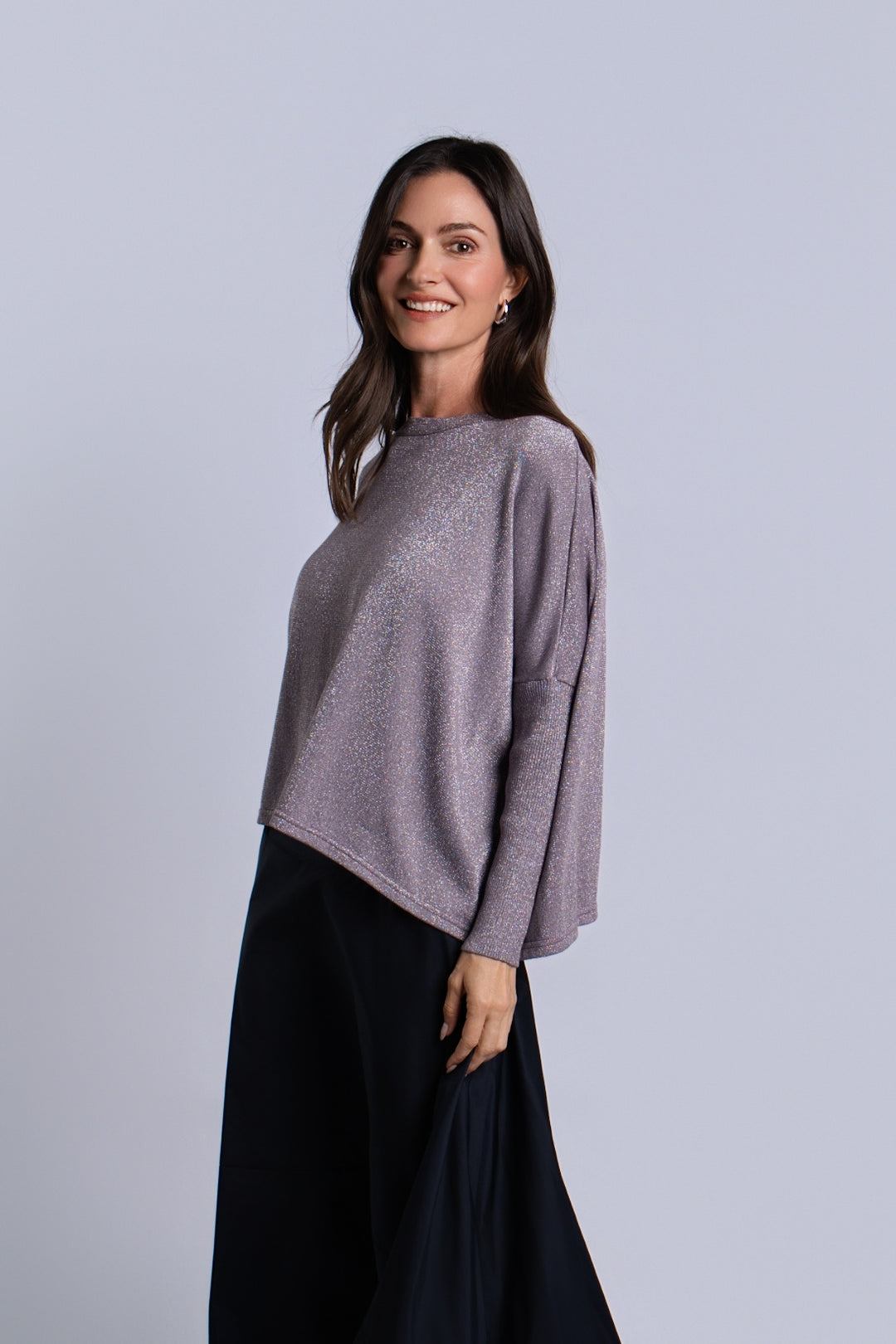 Reversible Lurex Sweater - Amethyst/Silver