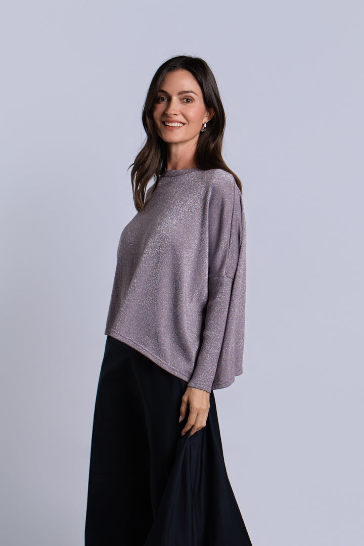 Reversible Lurex Sweater - Amethyst/Silver