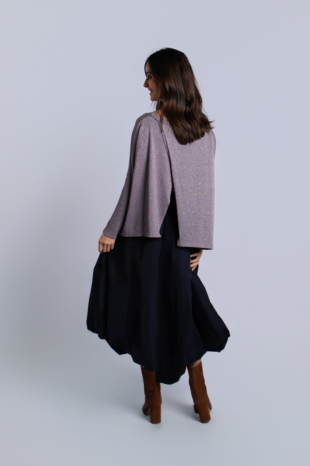 Reversible Lurex Sweater - Amethyst/Silver