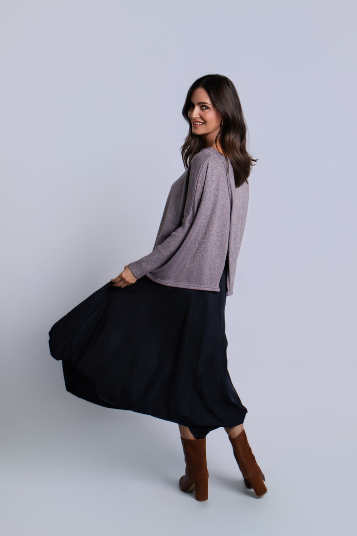 Reversible Lurex Sweater - Amethyst/Silver