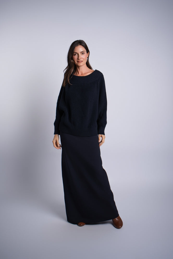Pima Cotton Chunky Chic Sweater - Midnight