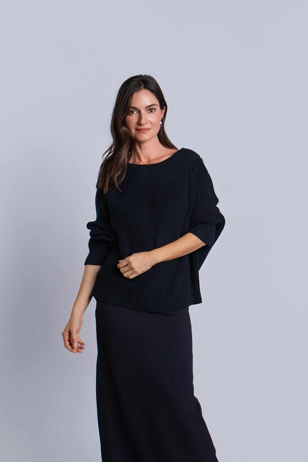 Pima Cotton Chunky Chic Sweater - Midnight