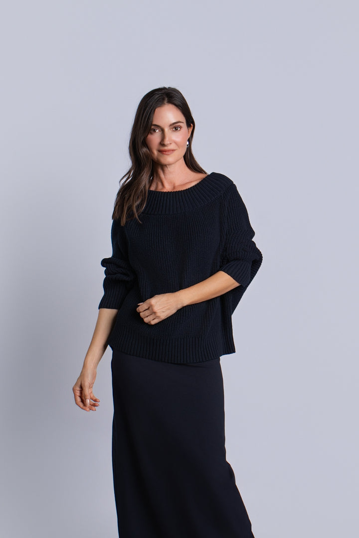 Pima Cotton Chunky Chic Sweater - Midnight