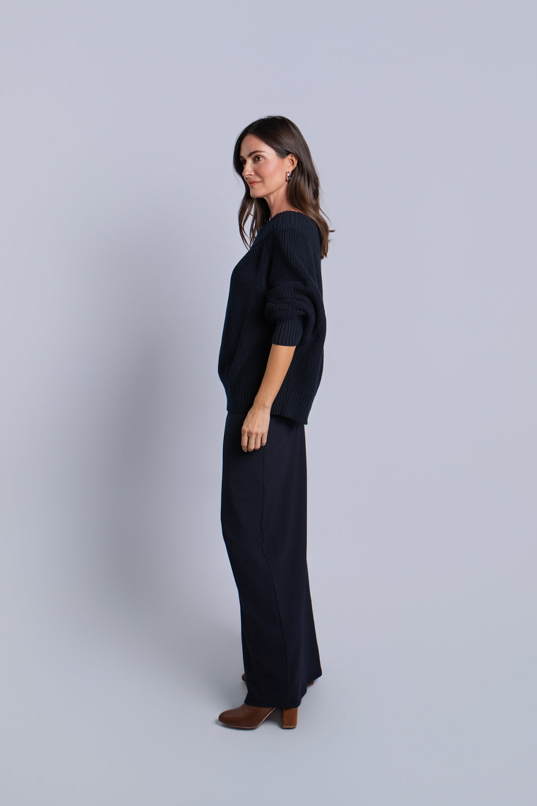 Pima Cotton Chunky Chic Sweater - Midnight