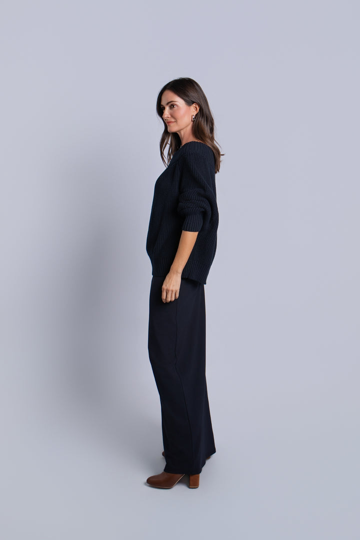 Pima Cotton Chunky Chic Sweater - Midnight