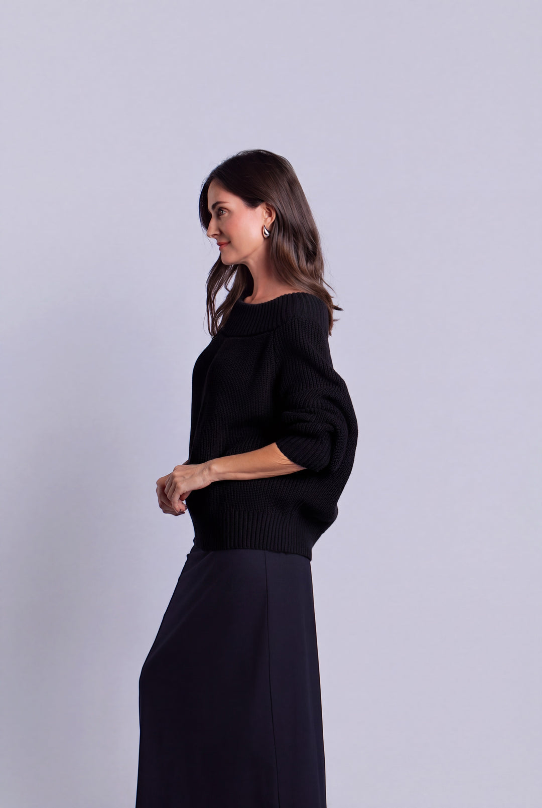 Pima Cotton Chunky Chic Sweater - Black