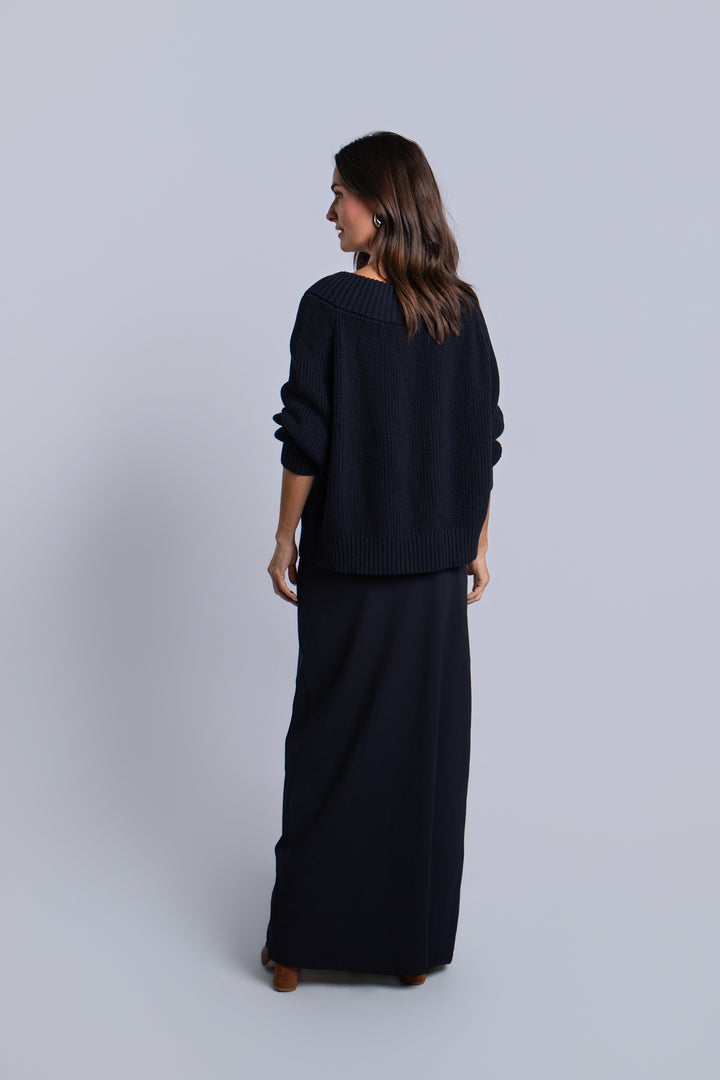 Pima Cotton Chunky Chic Sweater - Midnight