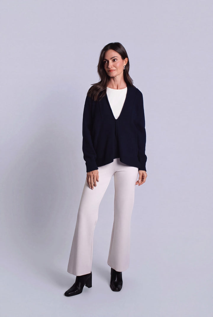 Pima Cotton Faux Cardi Sweater - Midnight