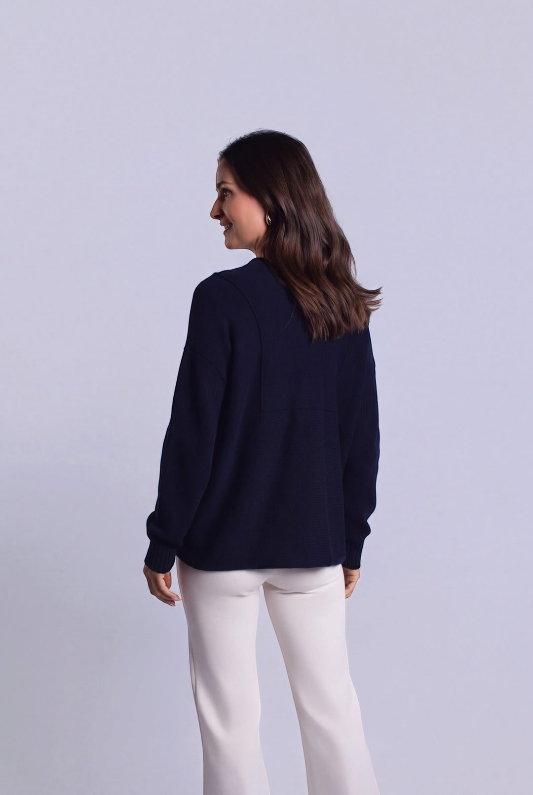 Pima Cotton Faux Cardi Sweater - Midnight