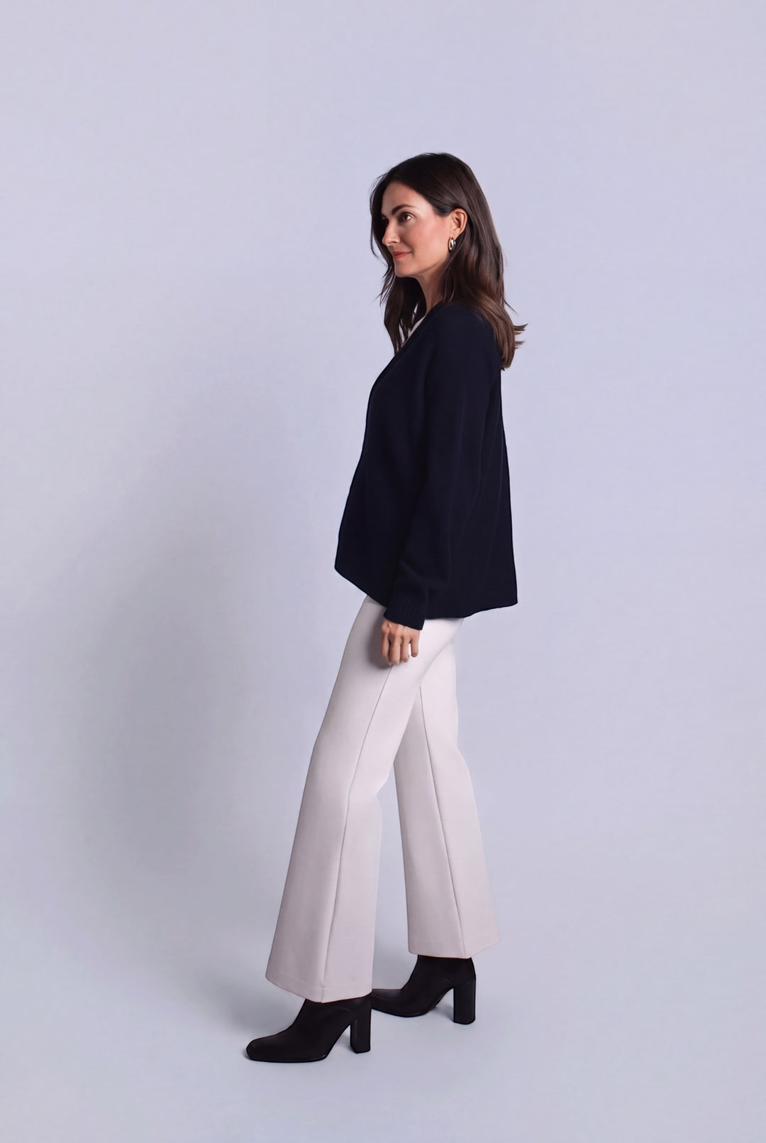 Pima Cotton Faux Cardi Sweater - Midnight