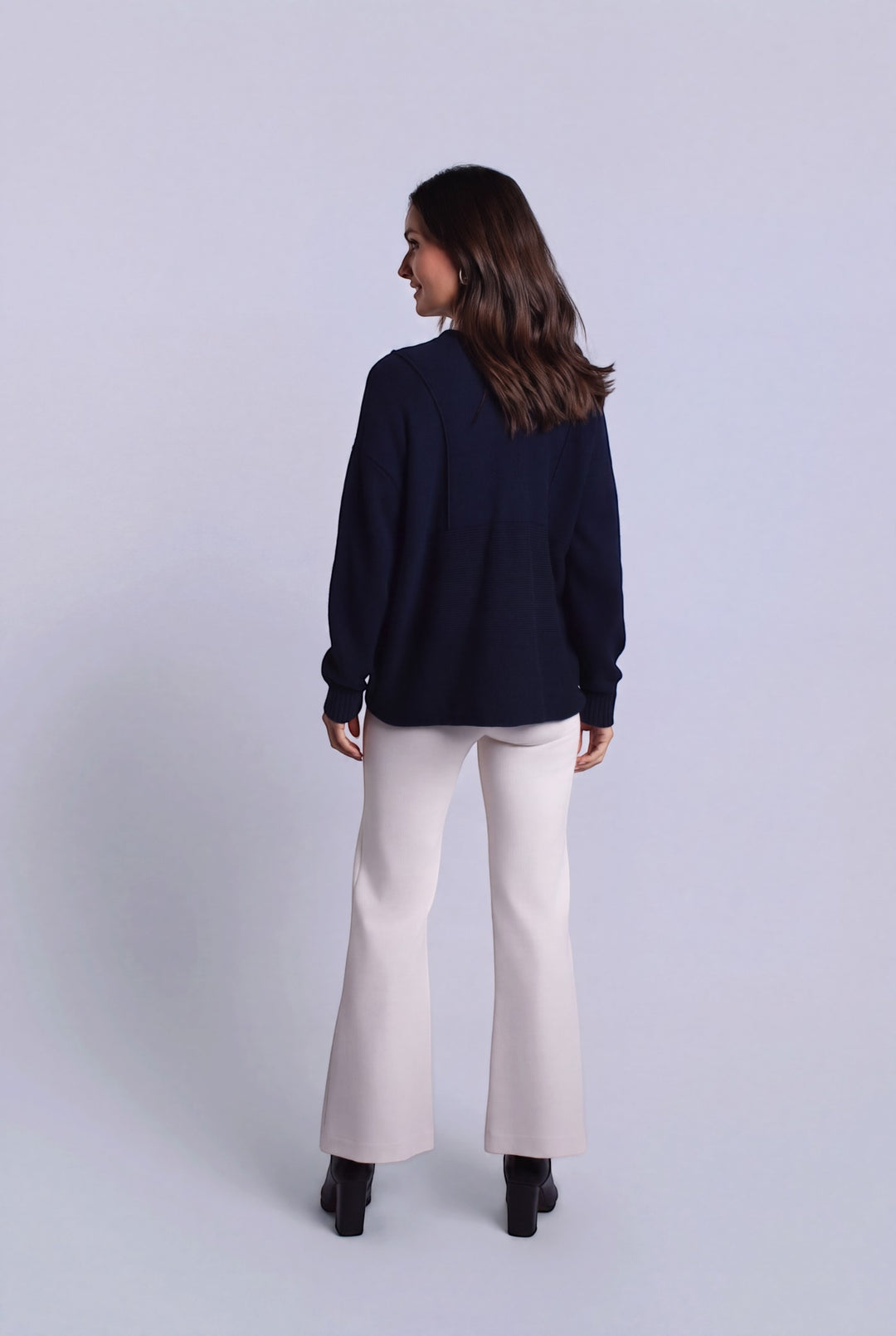 Pima Cotton Faux Cardi Sweater - Midnight