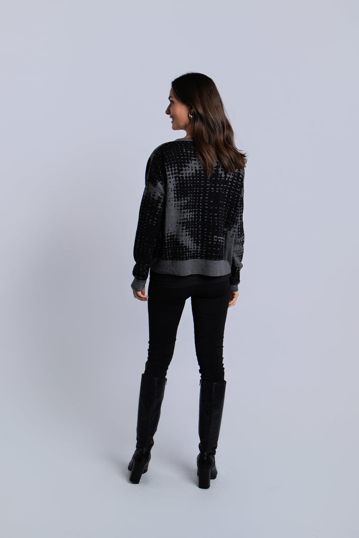 Pima Cotton Pixels Sweater - Black/Asphalt