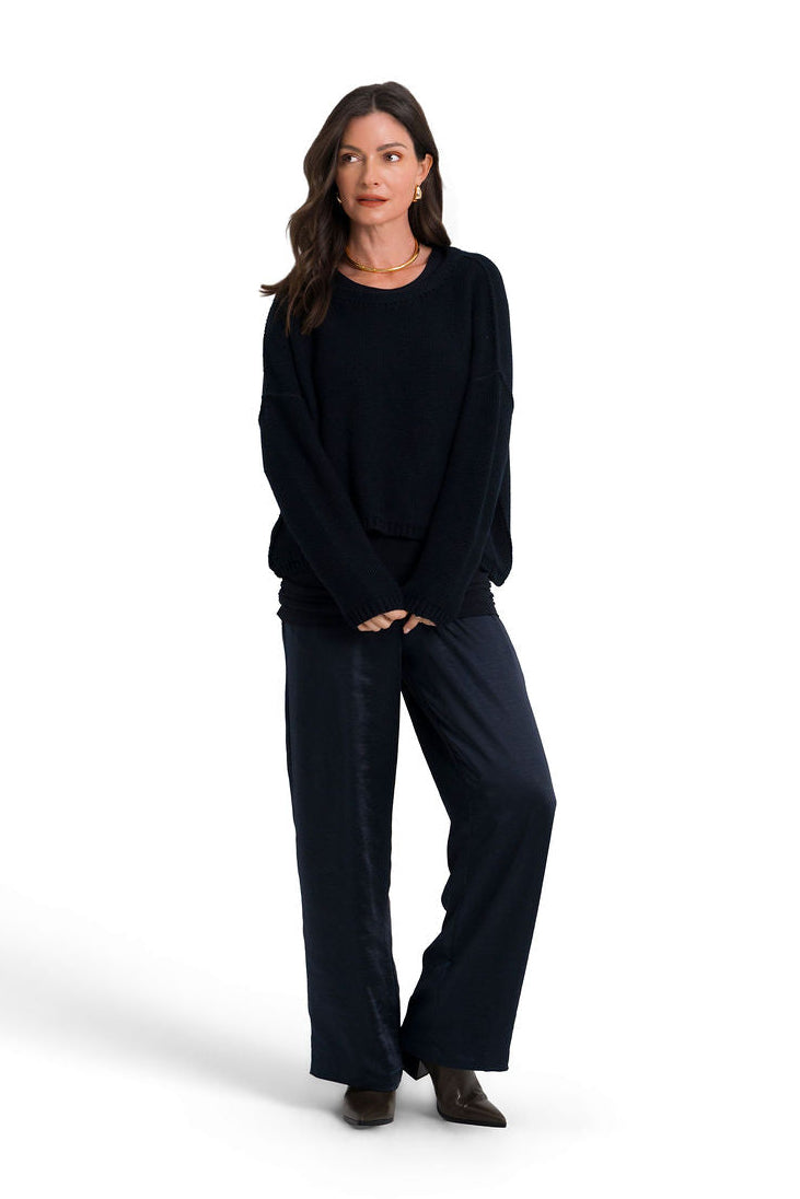 Pima Cotton Inside Out Sweater - Midnight