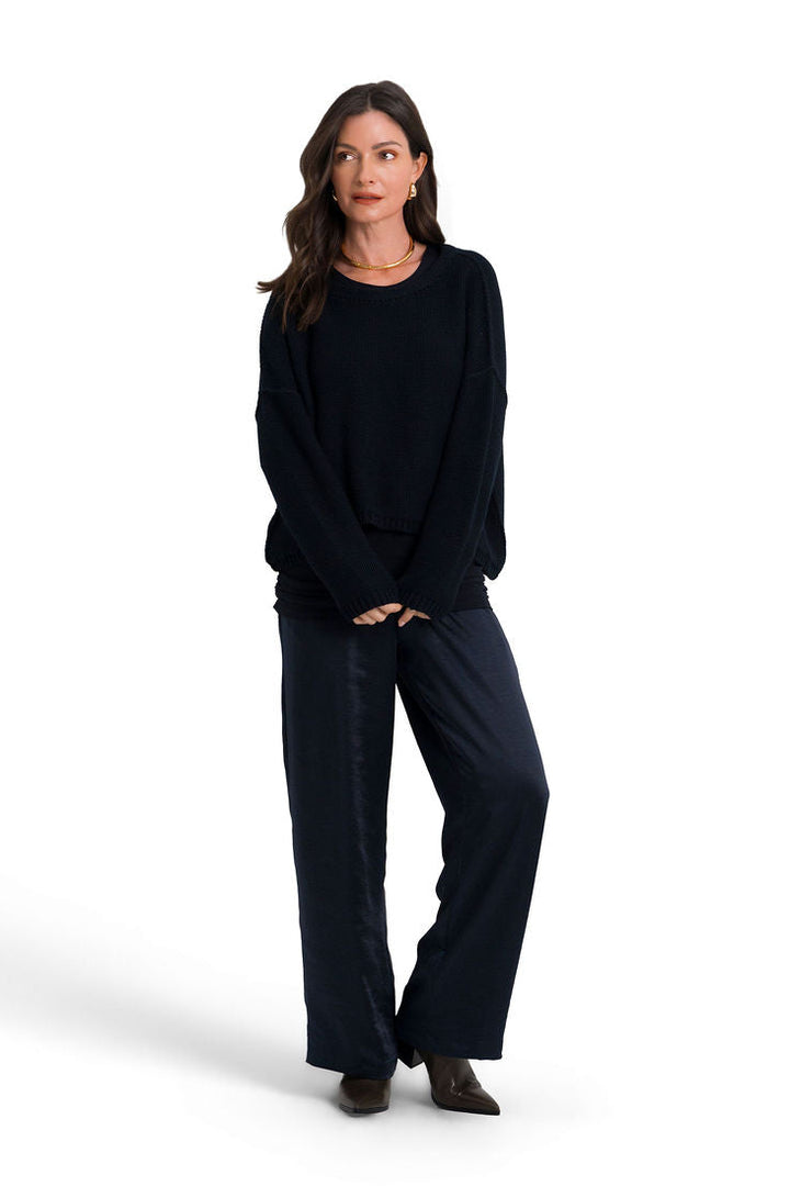 Pima Cotton Inside Out Sweater - Midnight