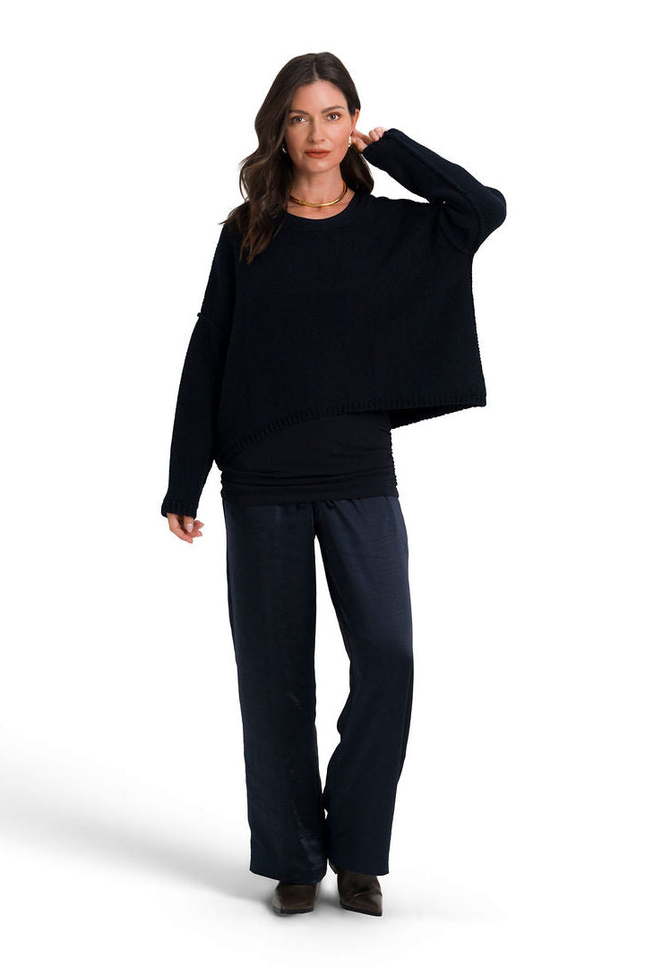 Pima Cotton Inside Out Sweater - Midnight