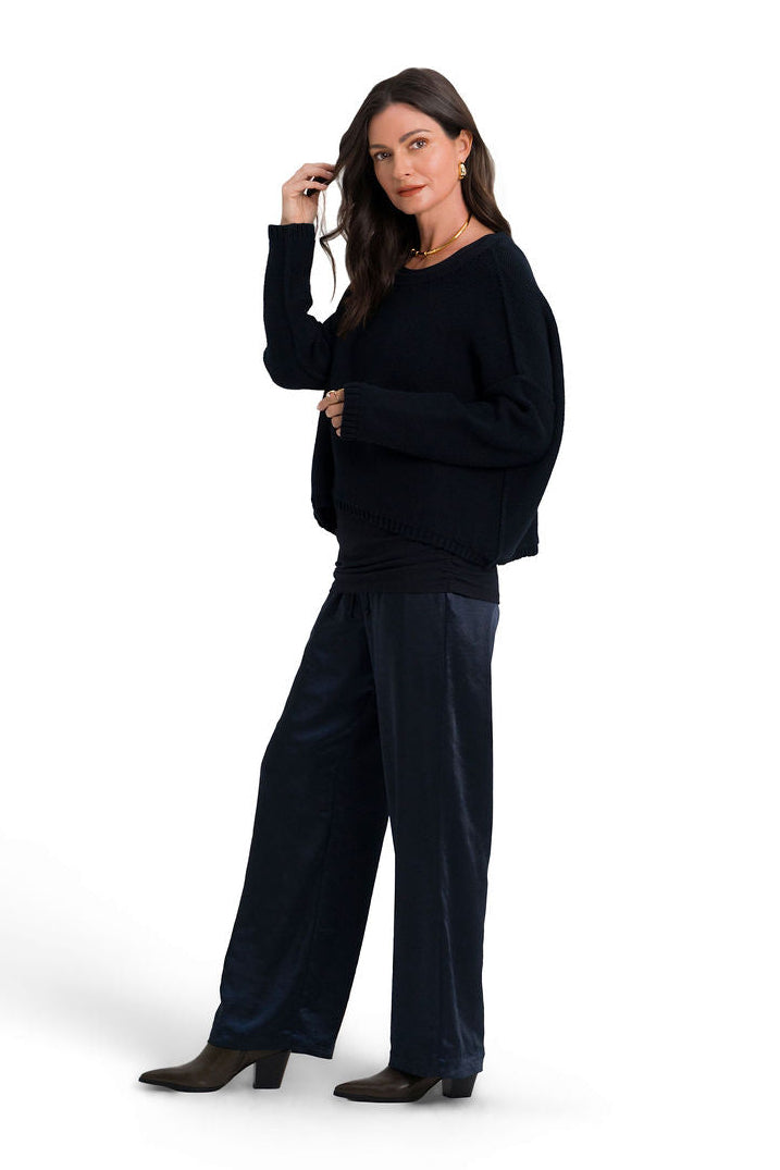 Pima Cotton Inside Out Sweater - Midnight