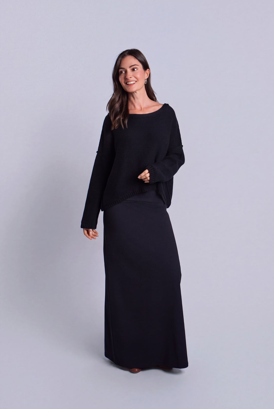 Pima Cotton Inside Out Sweater - Black