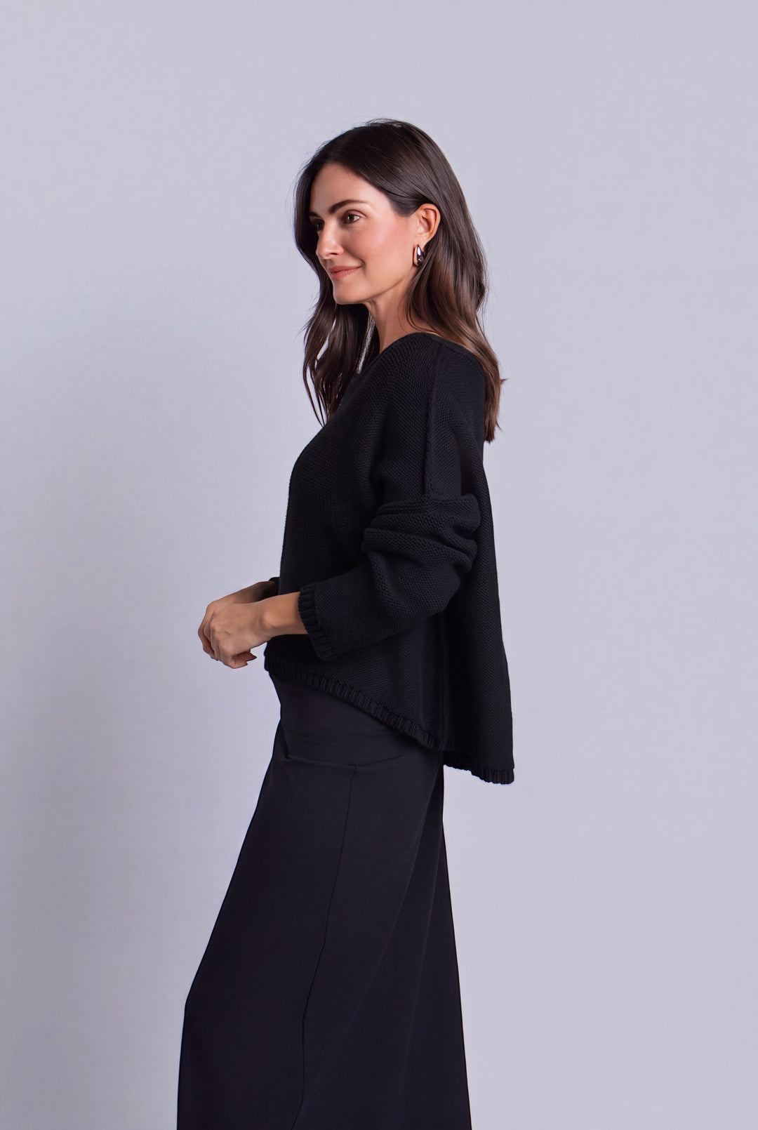 Pima Cotton Inside Out Sweater - Black