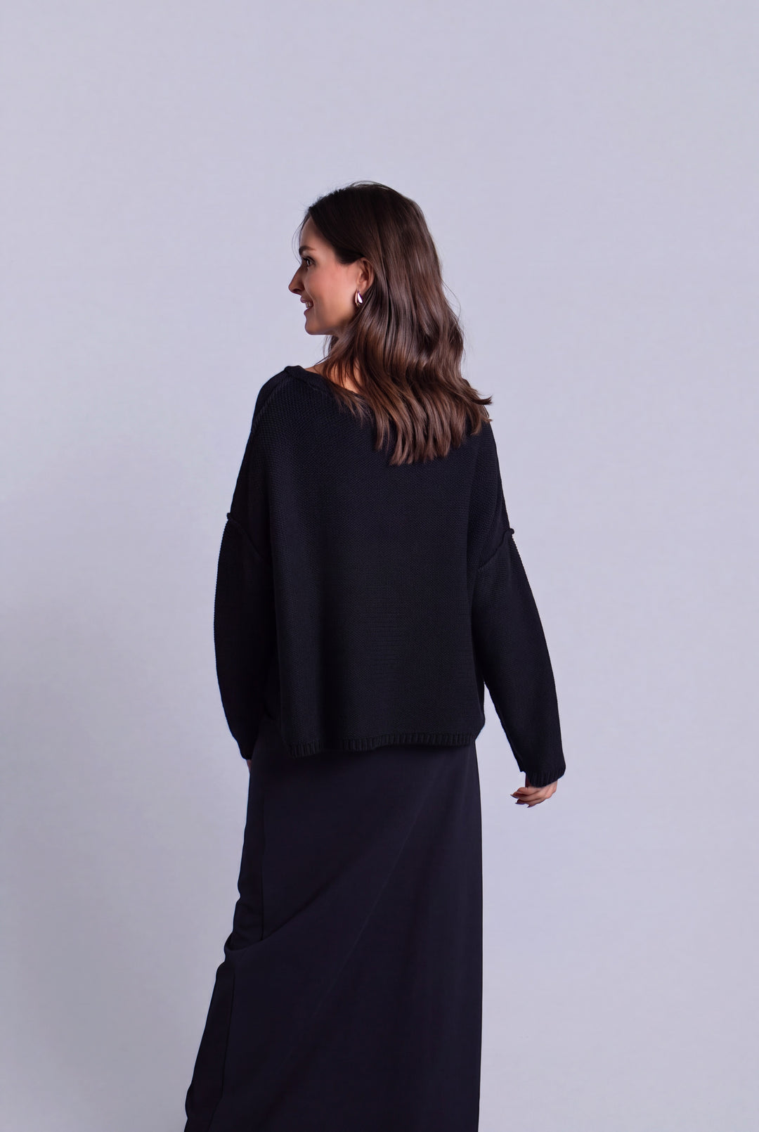 Pima Cotton Inside Out Sweater - Black