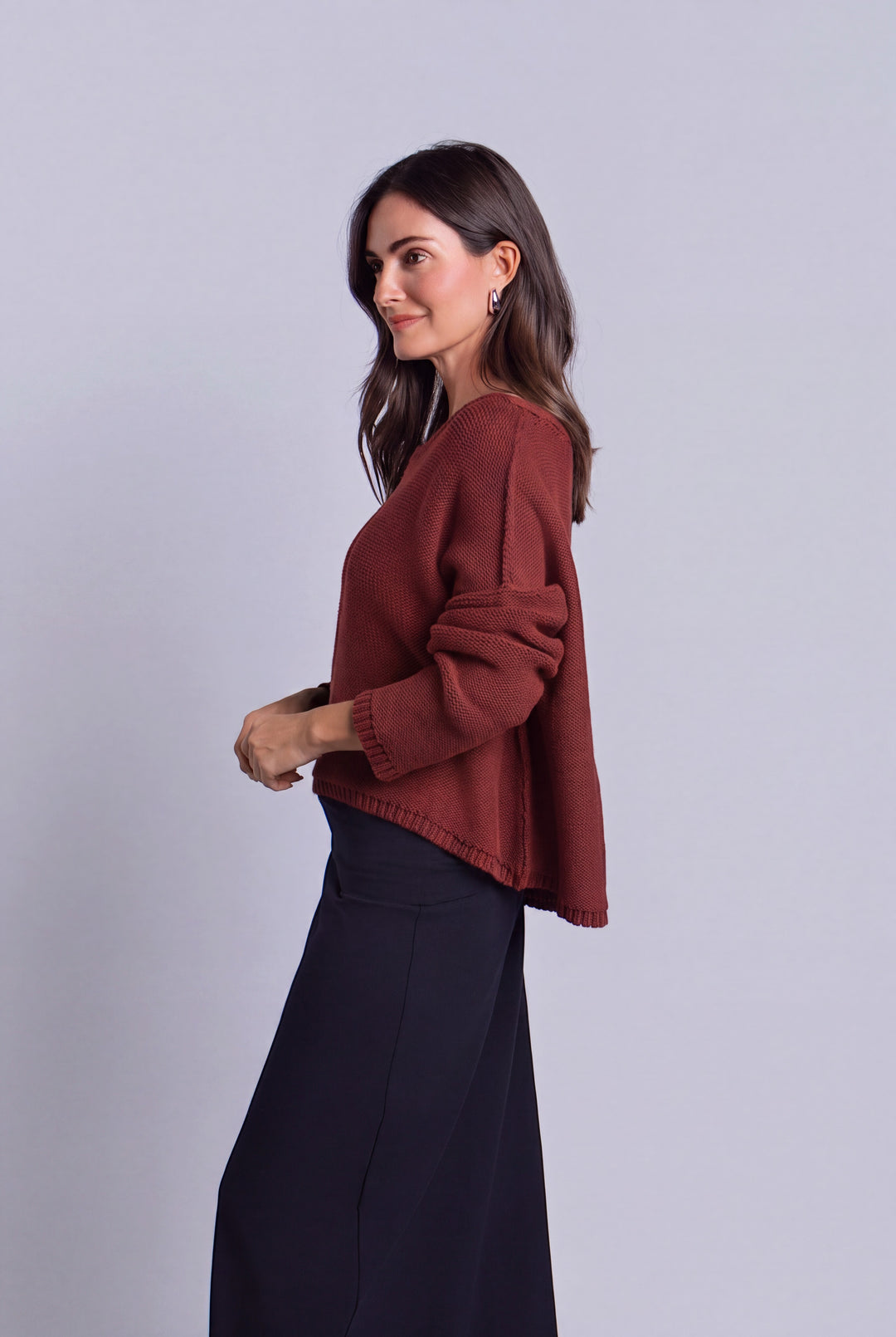 Pima Cotton Inside Out Sweater - Henna