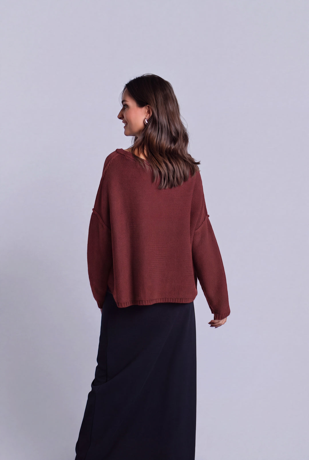Pima Cotton Inside Out Sweater - Henna