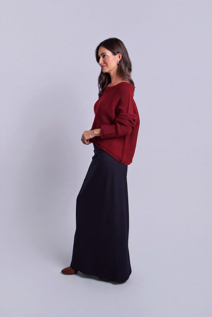 Pima Cotton Inside Out Sweater - Ruby
