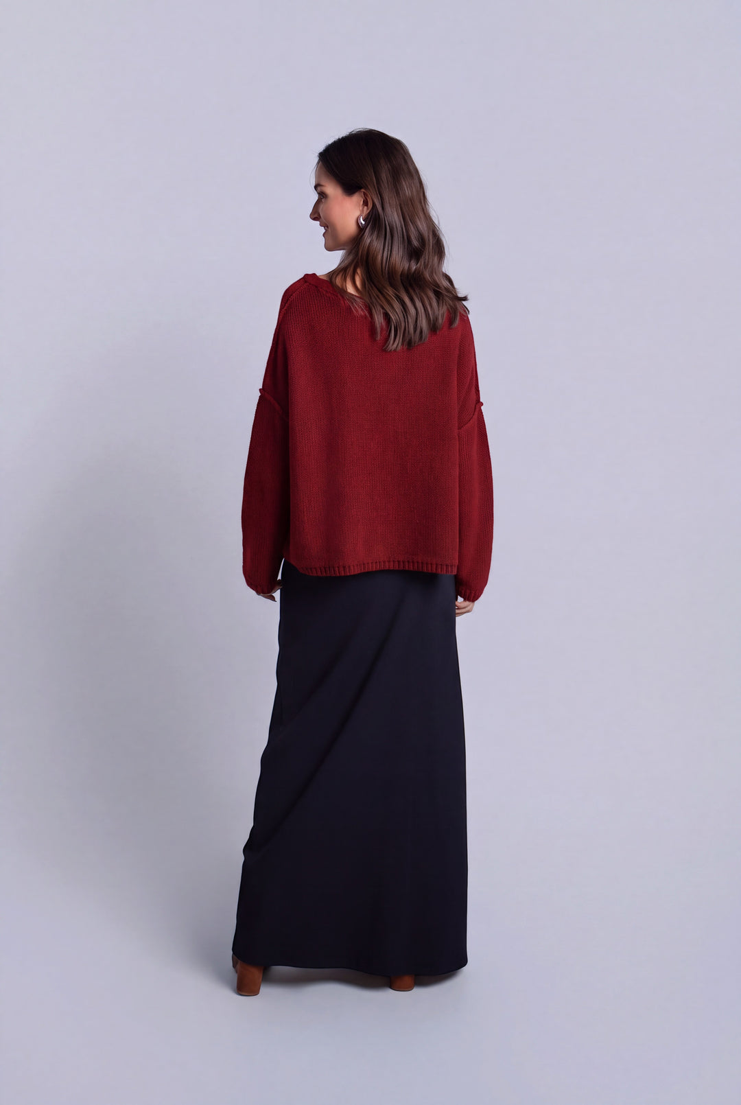 Pima Cotton Inside Out Sweater - Ruby