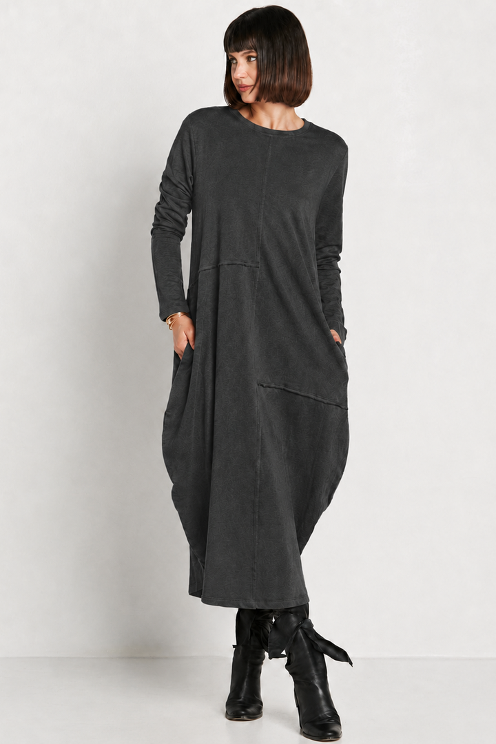 French Terry Bubble Dress - Asphalt