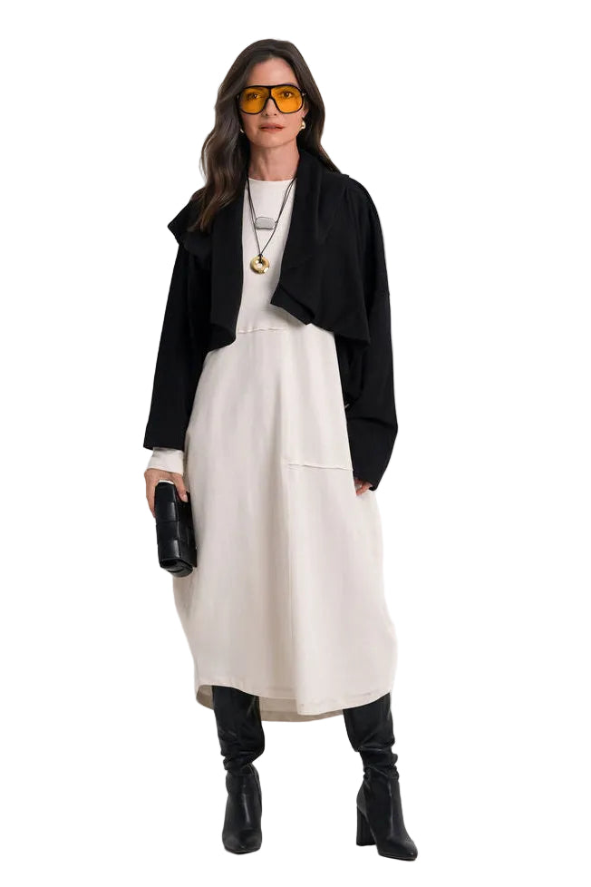 French Terry Bubble Dress - Stone