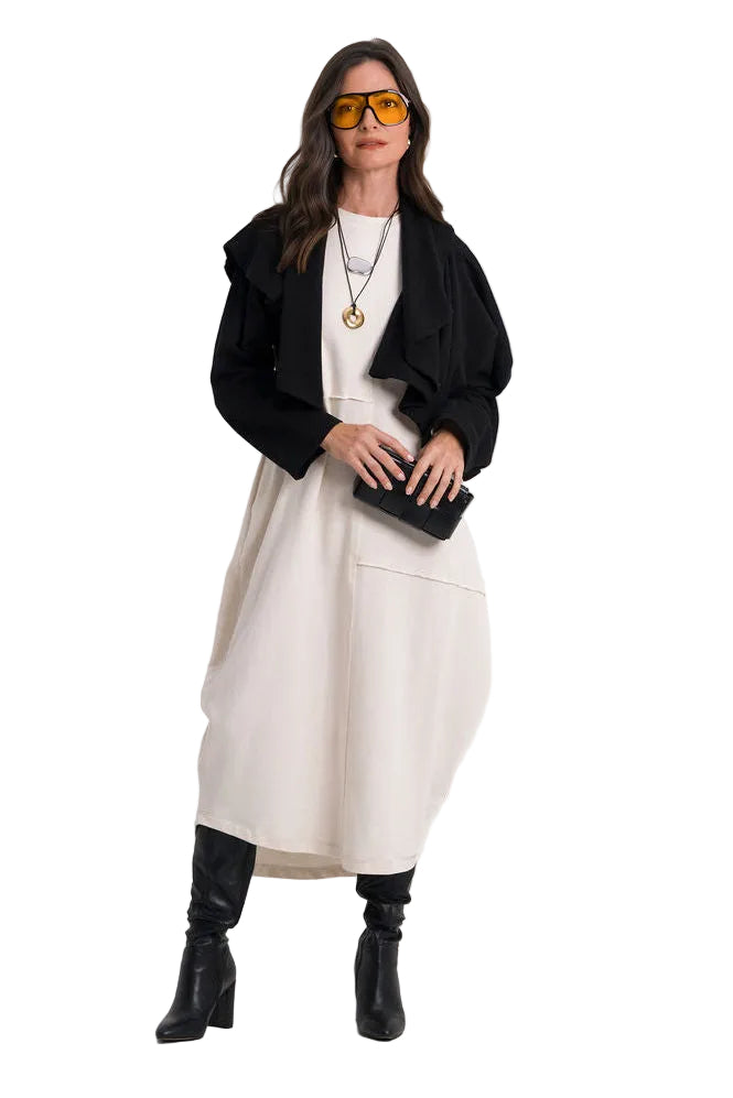 French Terry Bubble Dress - Stone