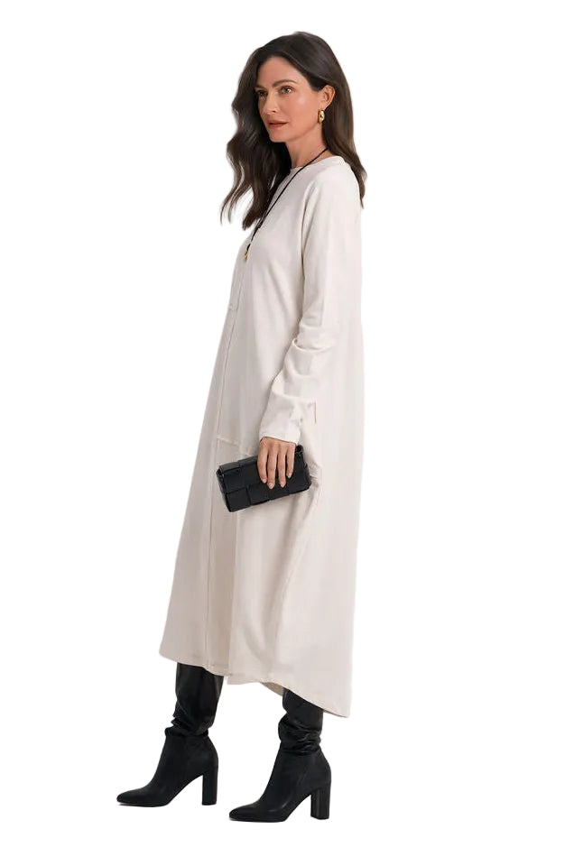 French Terry Bubble Dress - Stone