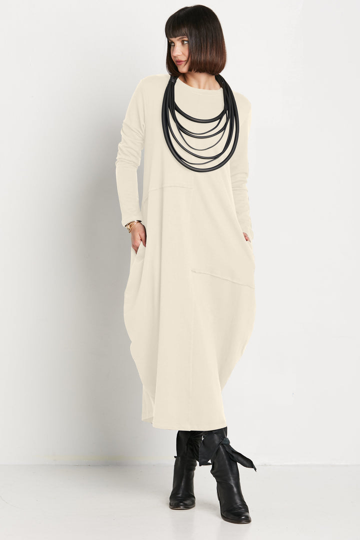 French Terry Bubble Dress - Butter