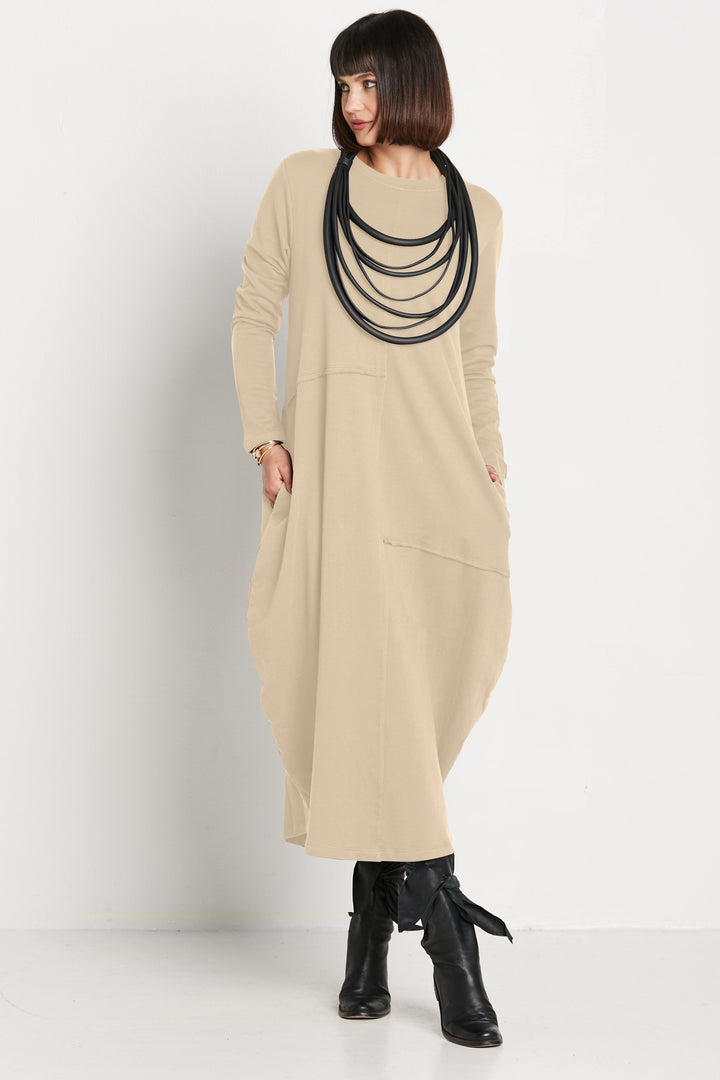 French Terry Bubble Dress - Sand