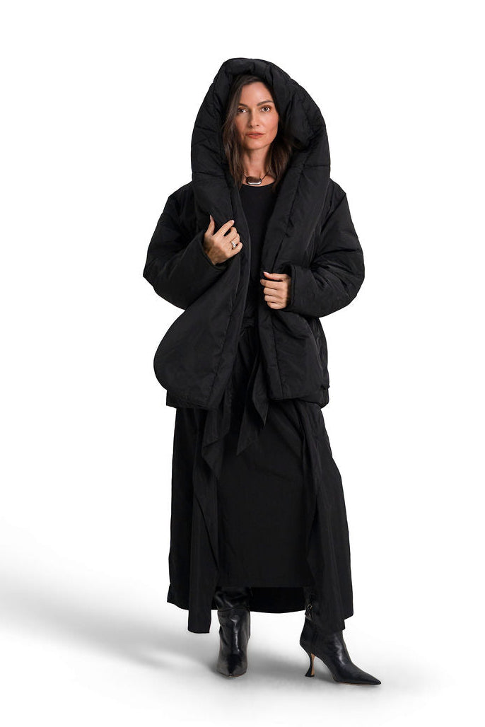 Nylon Wrap Skirt - Black