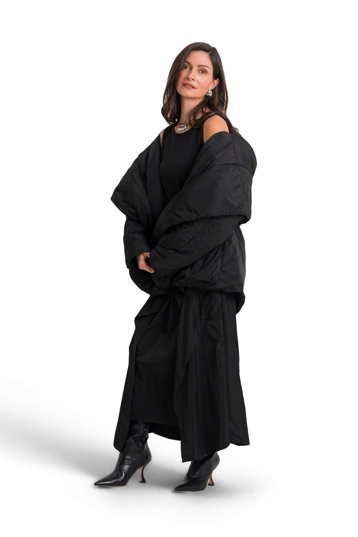 Nylon Wrap Skirt - Black
