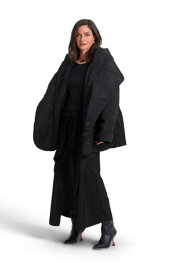 Nylon Wrap Skirt - Black