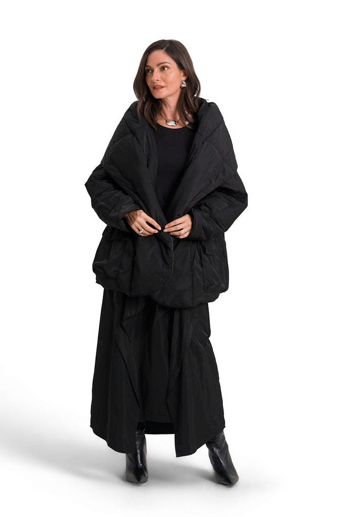 Nylon Wrap Skirt - Black