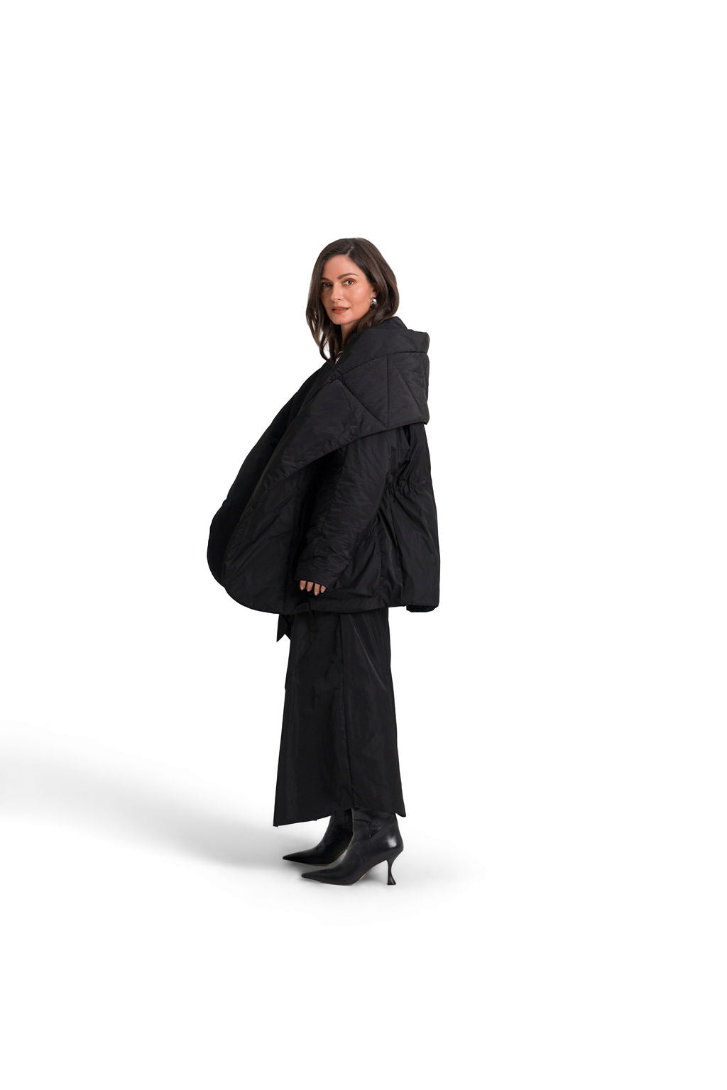 Nylon Wrap Skirt - Black